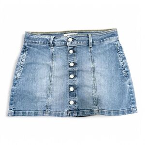Vintage Guess Short Mini Denim Blue Jean Button Up Skirt Women's Size 8 Medium